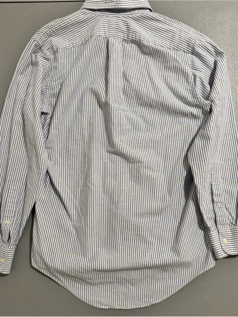 Lands' End 100% Cotton Blue White Pinstripe Button-Down Oxford Shirt Size 14.5 - Picture 10 of 14